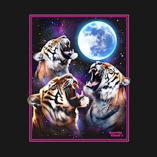 Three Tigers Howling at the Moon Shirt Three Wolf Moon t shirt Tiger shirts big cat Tiger Pride Royal Tiger King memes Three Tigers roaring T-Shirt