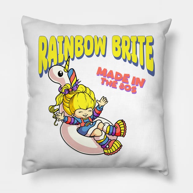 Rainbow Brite - Made in the 80s Pillow by littlepdraws