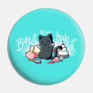 Cute Funny Cat Kitten Baking Foodie Lover Animal Lover Artwork Pin