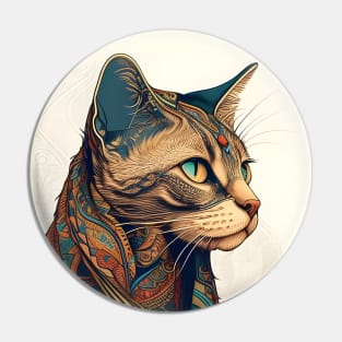 Cat Boho Cat Hippy Lover Design Pin