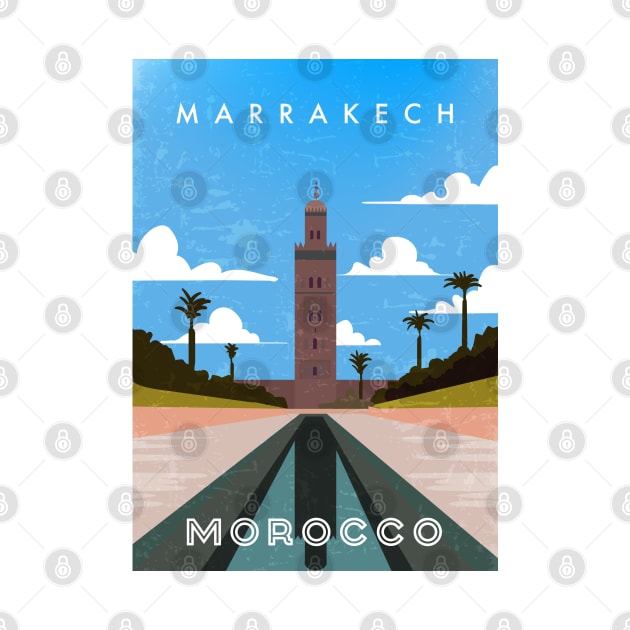 Morocco, Marrakech. Retro travel poster by GreekTavern