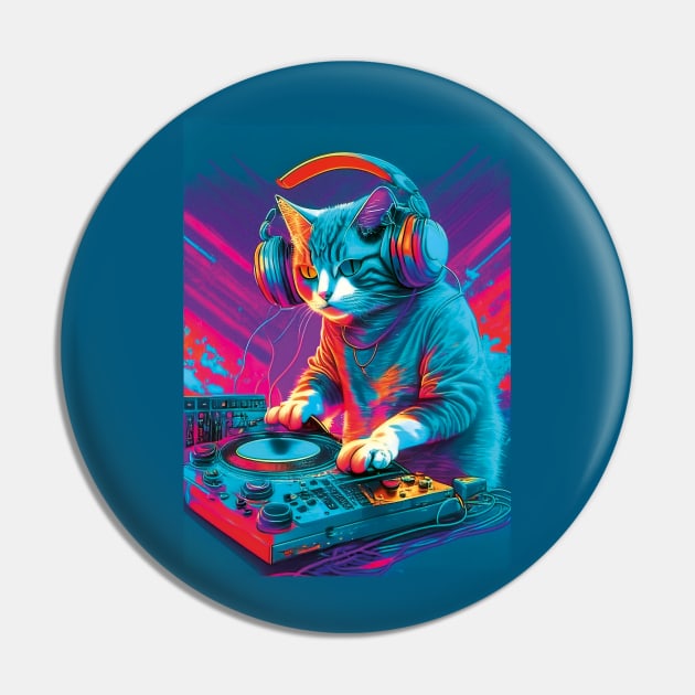 DJ Cat party Pin by HarlinDesign