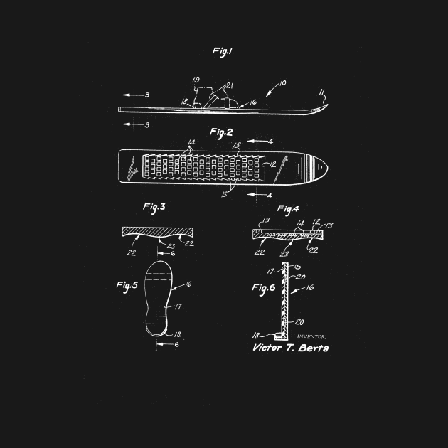 Snow Board Vintage Patent Drawing by TheYoungDesigns