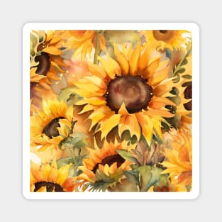 Sunflowers Blooming In Summertime Watercolor Magnet