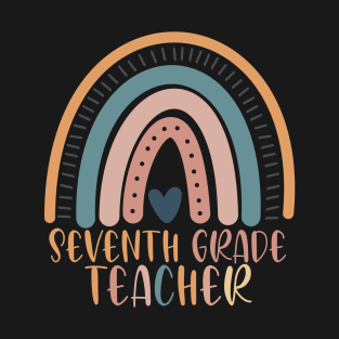 Boho Rainbow Seventh Grade Teacher Kinder Back to School T-Shirt