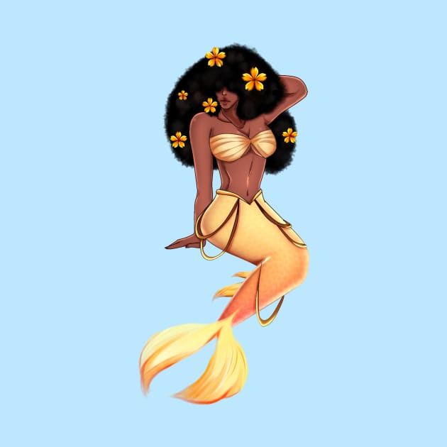 Cute Afro African Mermaid, Black History by dukito