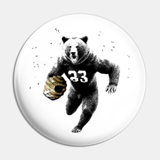 Beehive Running Football Bear Funny Pin