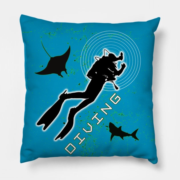 Diving scuba Pillow by UMF - Fwo Faces Frog