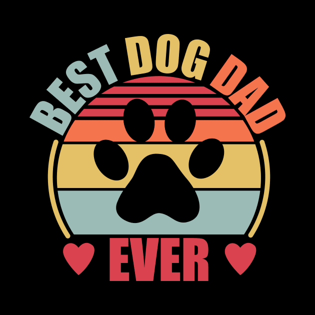 Best Dog Dad Ever | Retro Color Paw by Yazdani Hashmi