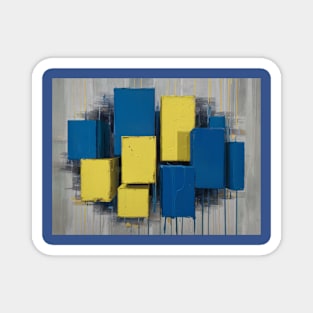 Blocks In Blue and Yellow Magnet