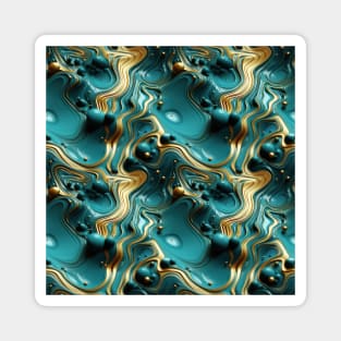 Funky Facade: Trompe-l’oeil Green Turquoise and Gold Magnet