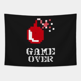 Game Over pixel art for gamers Tapestry