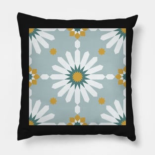 Geometric Starburst Pattern - Blue Gray Pillow