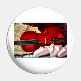 Violin And pointe Slippers And Sheet Music Pin