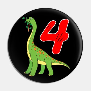 Brachiosaurus Giant Dinosaur 4th Birthday Pin