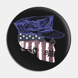 Painted American Flag Military Skull Pin