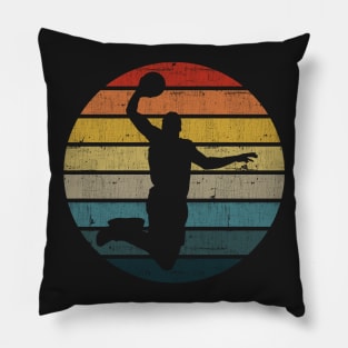 Basketball Player Silhouette On A Distressed Retro Sunset product Pillow