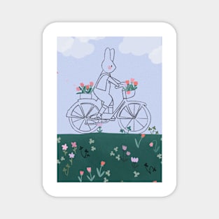 Bunny Cycling in a Flower Field Magnet