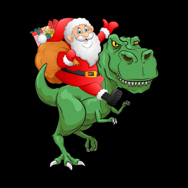 Santa Riding Dinosaur T rex Christmas Gifts For Dinosaur Lover by mittievance