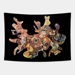 Abstract Gold Collage Tapestry