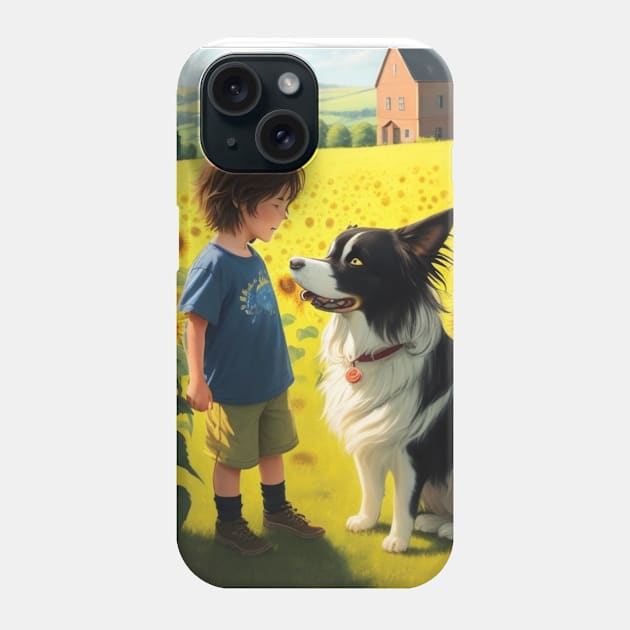 child hanging out with a dog. Phone Case by MeriemBz