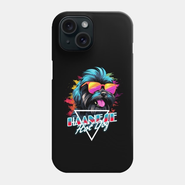 Retro Wave Havanese Hot Dog Shirt Phone Case by Miami Neon Designs