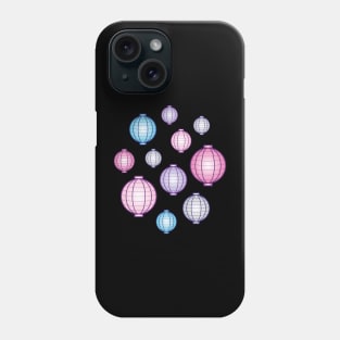 Lanterns | Mid Autumn Festival | Blue Pink Purple | Black Phone Case