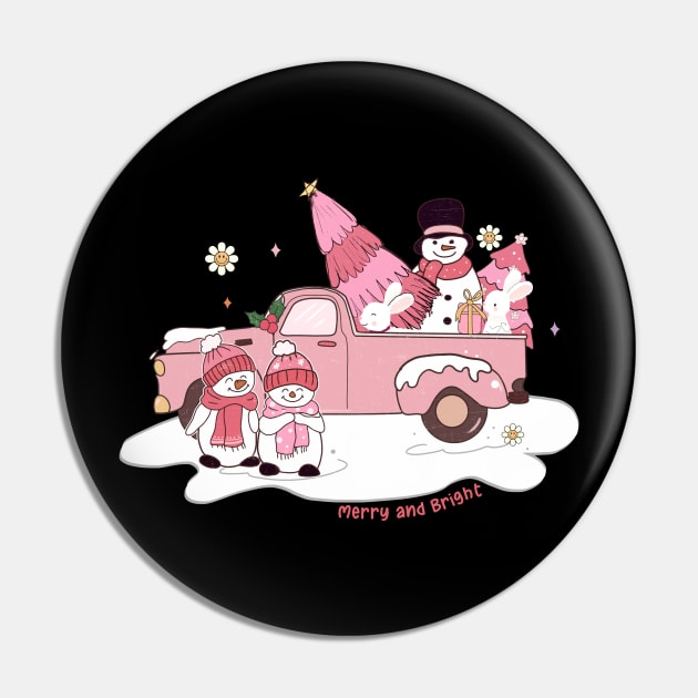 Merry and Bright Pink Christmas Pin by MZeeDesigns
