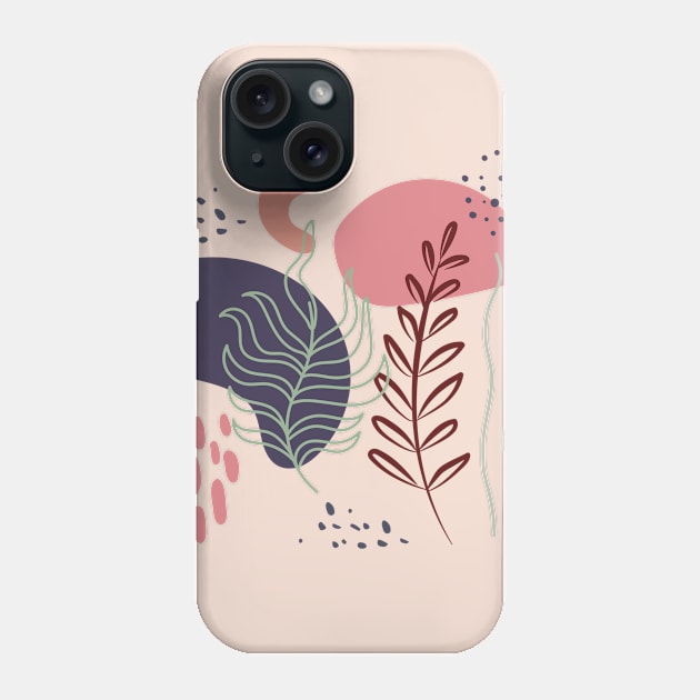 Abstract shapes and plants digital design Phone Case by My Black Dreams