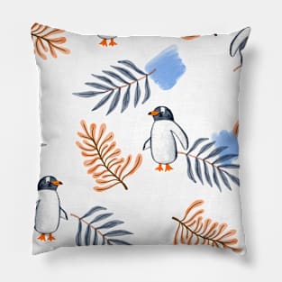 Penguins in Foliage Pillow