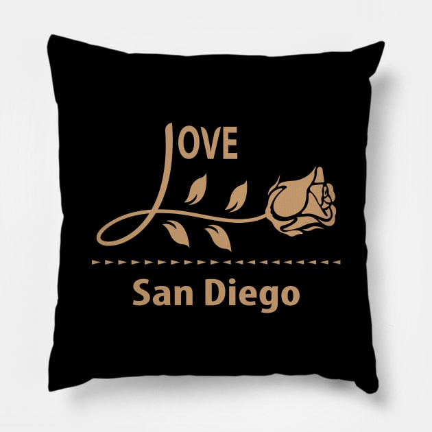 I Love San Diego Pillow by VecTikSam