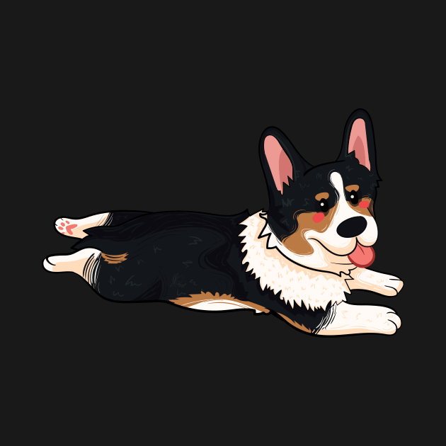 TriColour Corgi Sploot by KPrimeArt