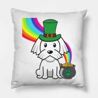 Cute white dog is a leprechaun Pillow