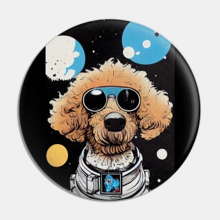 Astronaut royal poodle portrait Pin