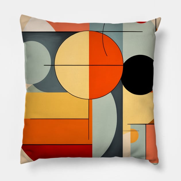 Mid Century Modern Geometry Shapes Pillow by Trippycollage