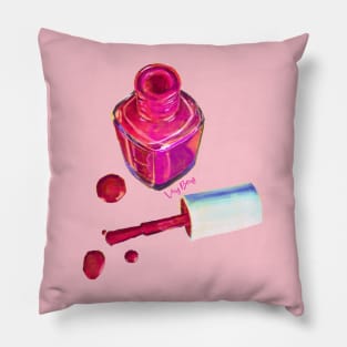 Pink nail polish Pillow