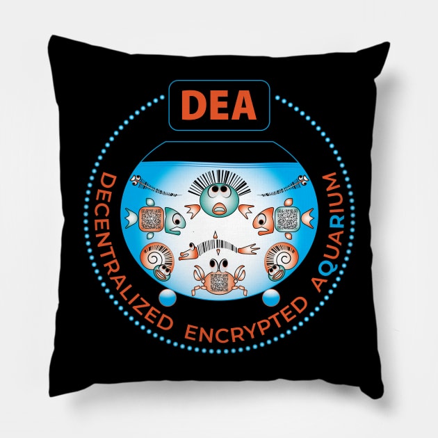 DEA. Decentralized Encrypted Aquarium. Pillow by voloshendesigns