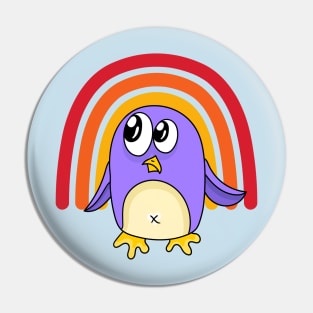 Funny Purple Penguin Rainbow Pin