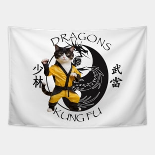 Dragon Kung Fu Cat Tapestry