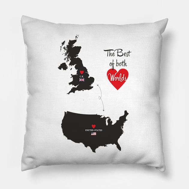 The Best of both Worlds - United States - United Kingdom Pillow by YooY Studio