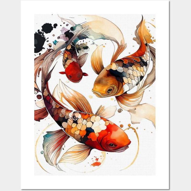 KOI Fish Japanese Watercolor - Fish Japanese Japan Animal Nature