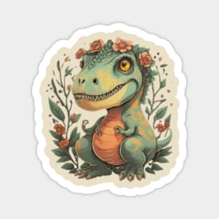 Floral cute dinosaur trex gift ideas kids floral dino trex gift ideas Magnet