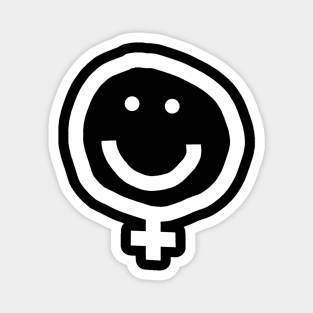 Minimal Female Smiley Face White Line Magnet