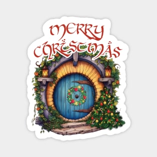 Whimsical Halfling Hole by Christmas - Fantasy Magnet