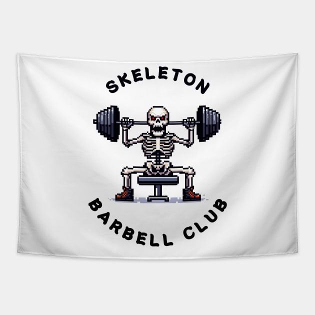 Skeleton Barbell Club Tapestry by FriskyLama