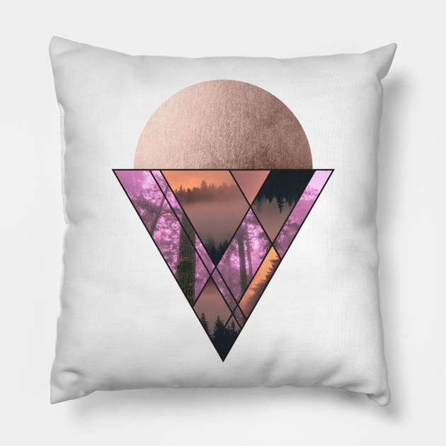 Rosegold glitter Mountain and Forest Cone Pillow by Cascadia by Nature Magick