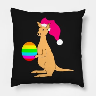 Cute Easter Kangaroo with Rainbow Easter Egg Pillow
