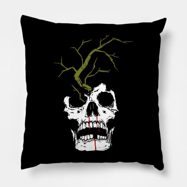 driftwood skull Pillow by paulomatiazi