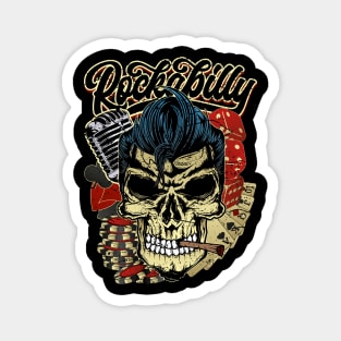 Rockabilly Greaser Skull Magnet