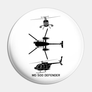 MD 500 Defender Military Helicopter Flying Cutout Silhouettes Pin